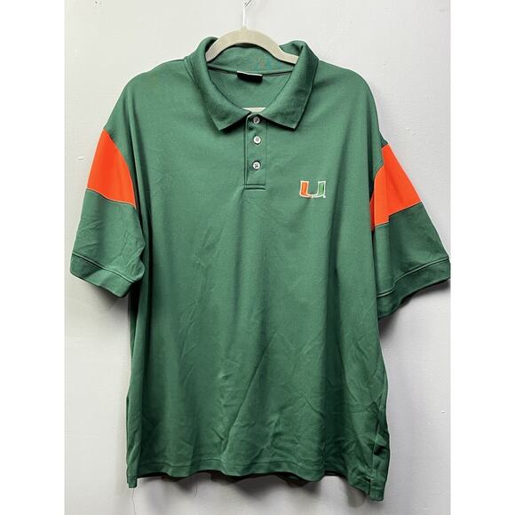 Miami Hurricanes Shirt Mens XL Polo Golf Green Orange Canes Football The U - Picture 1 of 8
